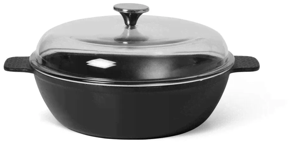 Сотейник Fissman NOMADA 28x8 см / 4.1 л со стеклянной крышкой (чугун) (4004)-0