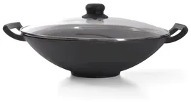 Вок Fissman 35x10,4 см / 4,85 л со стеклянной крышкой (чугун) (4145)