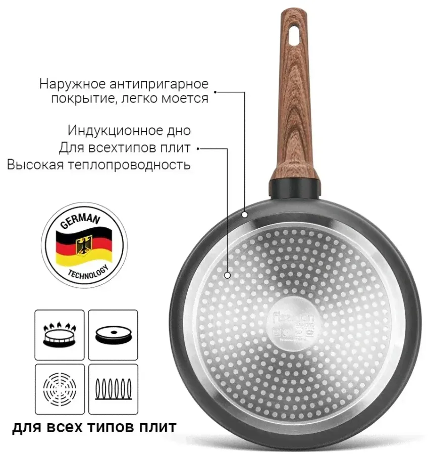 Fissman FISSMAN Сковорода индукционная DIAMOND 20см сковородка